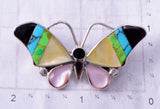 Silver Multistone Zuni Inlay Butterfly Pendant/Brooch by Angus Ahiyite 4L20C