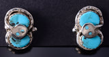 Silver & Turquoise Zuni Handmade Snake Eyes Earrings by Effie Calavaza 5G12A