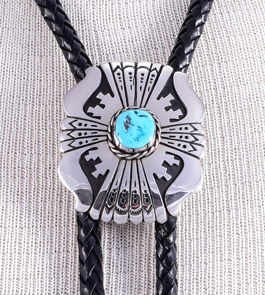 Classic Navajo Turquoise Bolo By T&R Singer 5L11A