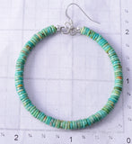 Navajo Handmade Turquoise Hoop Earrings 5G16A