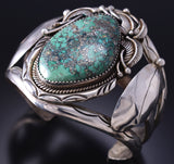 Vintage Silver & Turquoise Eagle Feathers Navajo Bracelet stamped SD 6F09U