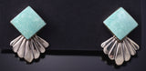 Silver & Turquoise Navajo Handmade Post Earrings by Sadie Jim 6D07T
