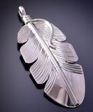 Silver Navajo Handmade Eagle Feather Pendant by Aaron Davis 3D06M