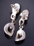 Silver & Coral Navajo Handmade Cowboy Hat Earrings by Judy Largo 5G16X