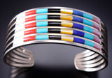 Silver & Turquoise Multistone Zuni Inlay Rainbow Bracelet by Anson Wallace 6H25C