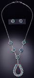 Silver & Turquoise Zuni Petit Point Necklace Earring Set by Tricia Leekity 6H25K