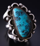 Vintage Size 8 Silver & Turquoise Navajo Handmade Ring 5F10H