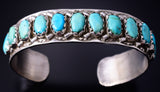 Vintage Silver & Turquoise Row Navajo Bracelet by Yazzie 5H25B