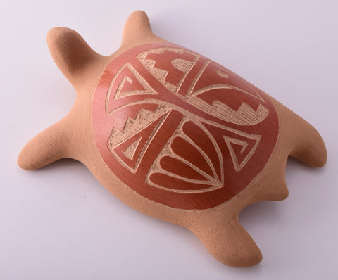 SgraffitoTraditional Jemez Pottery by Alfreda Fragua Turtle 4D01L