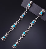 Silver & Turquoise Zuni Handmade Duster Earrings by Verdi Booqua 5G22N
