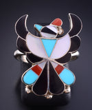Size 7-1/4 Silver Multistone Zuni Inlay T-Bird Ring by Bryce Wallace 5L25V