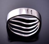 Size 7-1/2 Silver Navajo Handmade Rivers Ring by James Bahe 4A12U