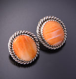 Silver & Spiny Oyster Shell Navajo Earrings by Robinson Martin 3B10C