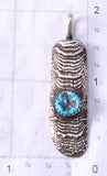 Silver & Turquoise Navajo Tufacast Long Pendant by Ravis Henry 6D20V