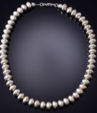18" Silver Handmade 11mm Navajo Pearls Necklace by Louise Joe 6F22X