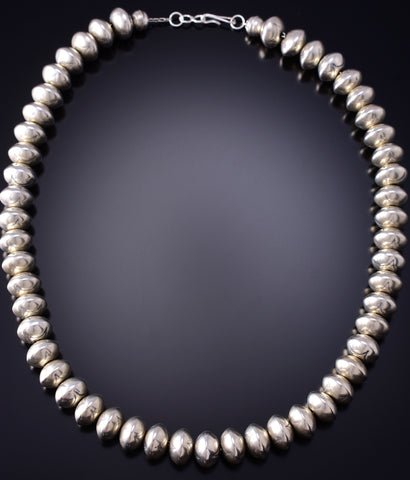 18" Silver Handmade 11mm Navajo Pearls Necklace by Louise Joe 6F22X