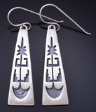 Silver Navajo Handmade Basket Design Earrings by Allen Lee 6B14B