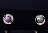 Lavender Fire Opal - Navajo Handmade Sterling Silver Post Earrings by Juanita Manygoats - 6J31H