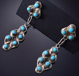 Silver & Turquoise Zuni Petit Point Dangle Earrings by Waylon Johnson 5G16V