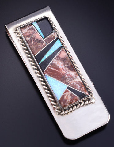 Silver Multistone Navajo Inlay Money Clip by Arnold Yazzie 5L25A