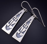 Silver Navajo Handmade Basket Design Earrings by Allen Lee 6B14B