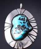 Vintage Silver & Turquoise Navajo Sunrays Pendant by J. Begay 6A03L