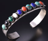 Vintage & Turquoise Multistone Navajo Handmade Bracelet by J 5L10W