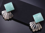 Silver & Turquoise Navajo Handmade Post Earrings by Sadie Jim 6D07T