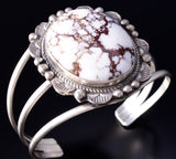 Silver & Wildhorse Stone Navajo Handmade Bracelet by Donovan Nez 5L20Q
