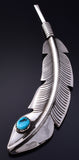Vintage Silver & Turquoise Eagle Feather Brooch 5H21E