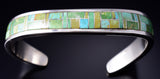 Vintage Silver & Turquoise Navajo Inlay Wave Bracelet by Steve Francisco 6A21J