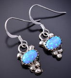 Silver & Opal Navajo Handmade Dangle Earrings by Gerald Joe 6G29M