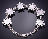 Silver & Turquoise Zuni Inlay Turtle Family Link Bracelet Amielda Peynetsa 4D15N
