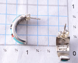 Inlay turquoise half-Hoop Earrings By Navajo Julius Burbank - 6K02E