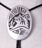 Sterling Silver Navajo Bear Design Bolo Tie by Sonny Gene 5L23V