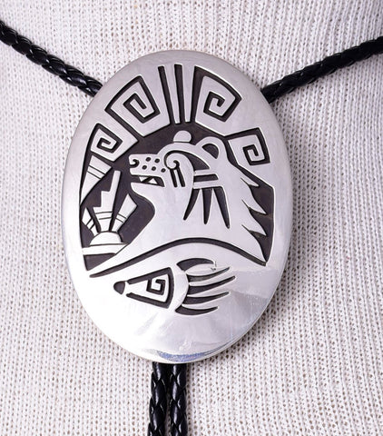 Sterling Silver Navajo Bear Design Bolo Tie by Sonny Gene 5L23V