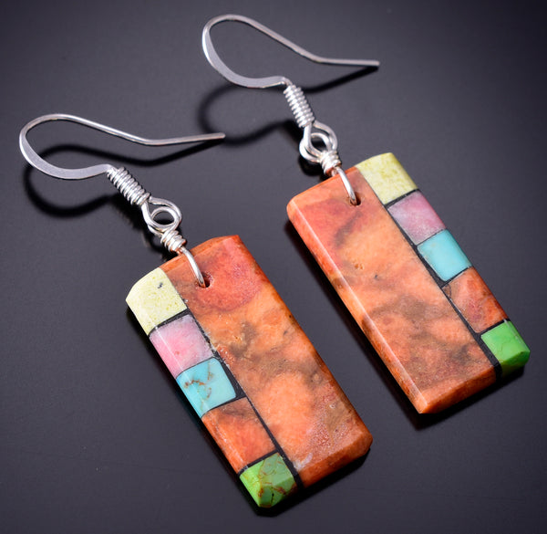 Santo Domingo Pueblo (Kewa) Multistone Dangle Earrings by Mary Tafoya 6D22H