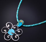 17" Santo Domingo Pueblo (Kewa) Turquoise & Onyx Balance Necklace by Mary Tafoya 5H25X