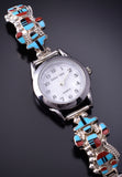 Silver & Turquoise Multistone Zuni Inlay Dancer Watch by Serena Johnson 5B19J