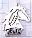 Silver & White Buffalo Turquoise Navajo Handmade Horse Feather Pendant by Robert Vandever 3F19Z