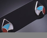 Silver & Turquoise Multistone Zuni Inlay Teardrop Earrings by Delorna Lahi 6D09B