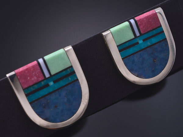 Silver Multistone Navajo Inlay Yei Bi Chei Earrings by Jimmy Harrison 5H02S