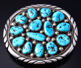 Vintage Silver & Turquoise Navajo Handmade Buckle by Tommy Moore 6A03U