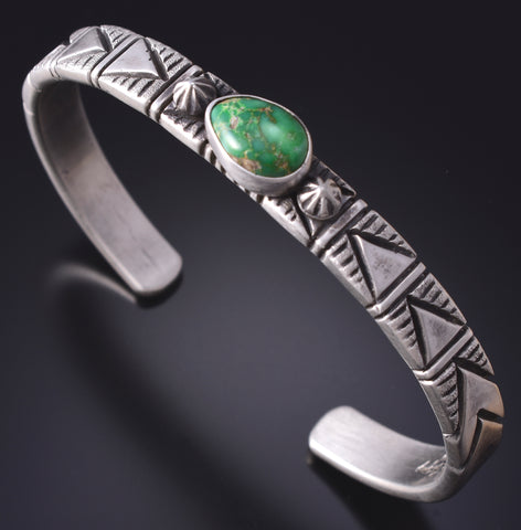 Silver & Turquoise Navajo Handmade Arrowheads Bracelet by Erick Begay 5H01O