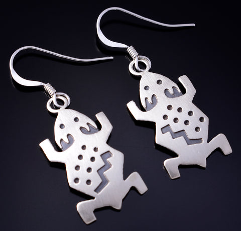 Silver Navajo Handmade Sacred Horned Toad Earrings by Robert Gene 5G22S