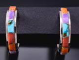 Large Inlay Hoop Earring by Navajo Aldora Henry 6K02U