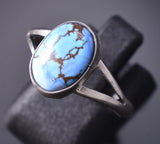 Size 7-3/4 Silver & Golden Hills Turquoise Navajo Ring Genevieve Francisco 6D27T