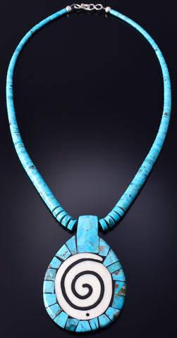 Santo Domingo Pueblo (Kewa) Turquoise Balance Necklace by Mary Tafoya 5H21Z