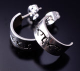 Kokopelli Silver Half Hoop Earrings By P. Skeet 4D02S