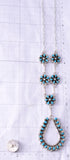 Silver & Turquoise Zuni Petit Point Necklace Earring Set by Tricia Leekity 6H25K